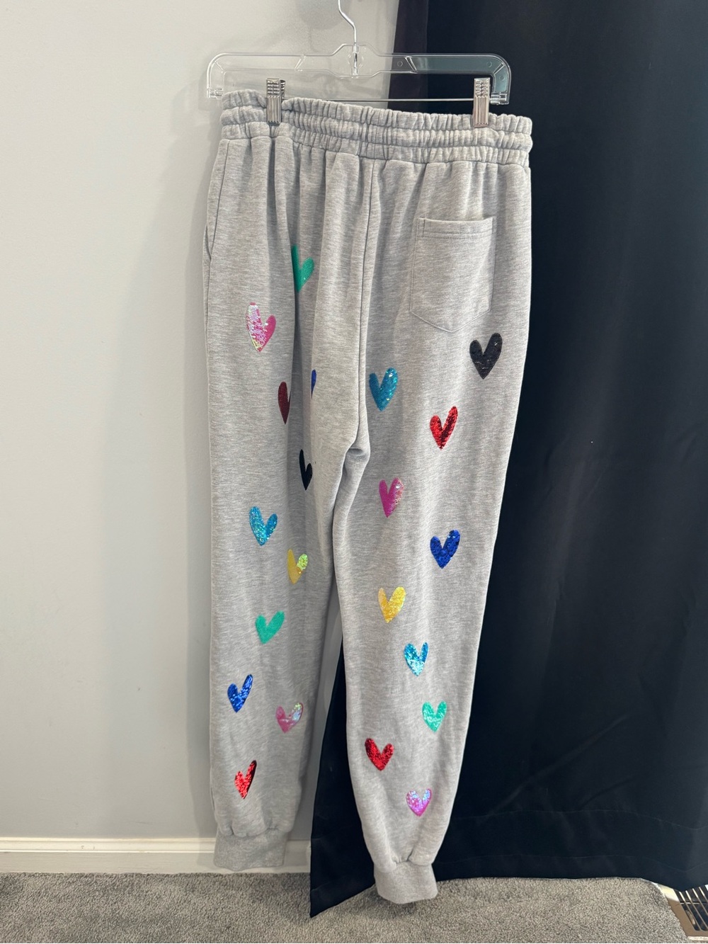 Queen of Sparkles Grey Heart Sweatpants and Sweatshirt Set - Picture 5 of 9